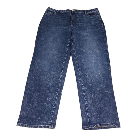 Logo Straight Leg High Rise Stretch Women's Blue Jeans Plus Size 20W - Picture 1 of 10